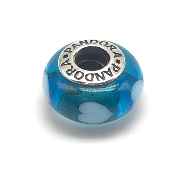 Pandora Blue Murano Glass Hearts Charm - Picture 1 of 6